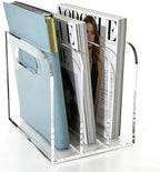 Clear Acrylic Magazine File Holder, 3 Compartment Desk Organizer by Unknown