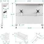 EUREKA ERGONOMIC Desk Pegboard with Dual Monitor Stands, LED Metal Pegboard for Gaming Desk, Privacy Panel with 4 Accessories Modular Hanging, Computer Accessories for Office, 43 x 34 Inch, White - Image 2