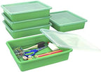 Storex Letter Size Flat Storage Tray – Organizer Bin with Non-Snap Lid for Classroom, Office and Home, Green, 5-Pack (62539U05C) by Storex