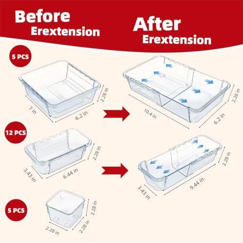 Expandable Drawer Organizer:22 Packs 3-Size Adjustable Makeup Organizer - Image 3