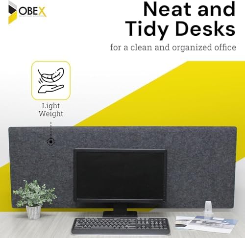 OBEX Panel Desk Mounted PET Privacy Screen, 24" x 60", Shadow - Image 4