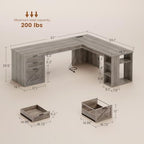 SEDETA 67" Farmhouse Executive L Shaped Desk with 3 Drawers - Image 2