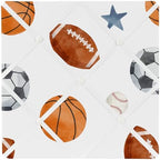 Sweet Jojo Designs Sports Theme Boy Fabric Bulletin Board Picture Memo Photo Nursery Wall Bedroom Home Office Room Decor 13x13 Watercolor Vintage Soccer Balls Football Baseball Basketball Blue Stars by SweetJojoDesigns