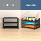 samstar 2 Pack 3 Tier Letter Tray Paper Organizer with Handle, Mesh Desk Organizer Paper Sorter File Rack Shelves, Black - Image 4