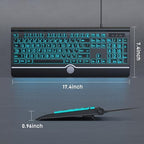 Large Print Backlit Computer Keyboard, 7-Color Backlit Keyboard with Wrist Rest, USB Plug-and-Play, Oversize Letters Keys Easy to See and Type, Wired Light Up Keyboards for Laptop, PC, Gaming - Image 2
