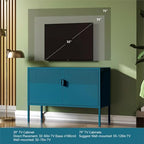 COFaR TV Stand for TVs up to 75 Inch, 40 Inch Media Console with Ventilation Doors, Metal Entertainment Center with Adjustable Shelves & 120Lbs Storage for Living Room & Bedroom, Peacock Blue - Image 5
