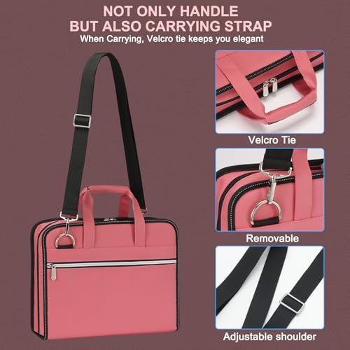 SEEKIND PU Leather Accordion File Organizer with Handle & Strap，12 Pockets Expanding File Folder with Zipper & Labels，Portable Document Organizer File for Letter A4 Files - Image 4