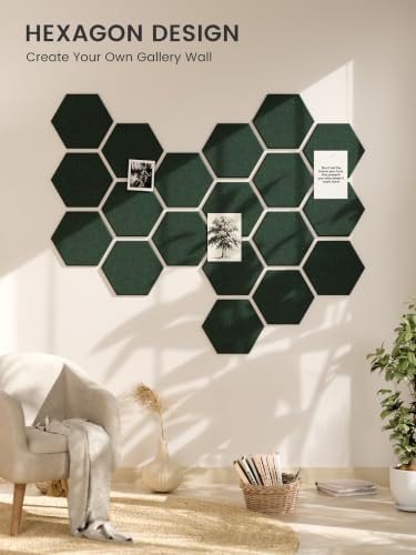 Fluxynara 12-Pack Hexagon Felt Bulletin Board Tiles, Aurora Green-1 - Image 7