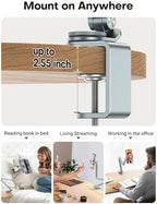 OMOTON GH03 Tablet Holder with 2 ABS Clamps, Aluminum Long Arm Mount, Grey - Image 2