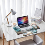 Dragon Desk Mat Set Fantasy Mountain Landscape Fire Sky Large Mouse Pad with Wrist Rest 4in1 Desk Mat for Desktop Ergonomic Computer Desk Arm Wrist Anti-Slip Computer Mouse Pad Home Office Gaming - Image 7
