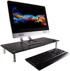 Monoprice Medium Multimedia Desktop Stand, Black Glass (27.6" x 12.2" x 3") - Stand & Riser, Laptop Stand, Desktop TV Stand, Dual Monitors w/ Height Adjustable Legs - Workstream Collection (116360), 25.6" x 11.0" - Image 2