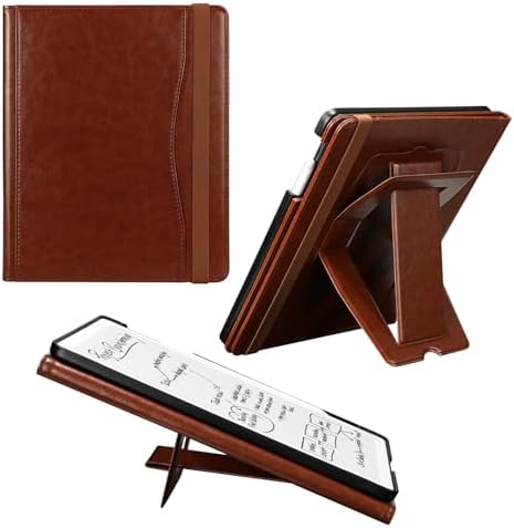 E NET-CASE Case for 11" Kindle Scribe 3rd Generation 2025, Kindle Scribe Colorsoft, Multi-Viewing Stand Cover with Auto Sleep/Wake,Pen Holder for Scribe 11" 2025 Released (Brown) by ENET-CASE