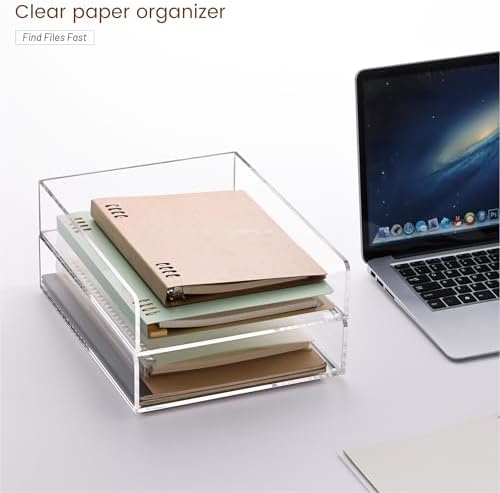HeZone Paper Organizer Letter Tray,Acrylic Desk Organizer,Clear File Organizer for Desk,Stackable Paper Tray for Documents,A4 File Paper,Book,Bills, Crafts,Notes for Office/Classroom/Home Organization - Image 7