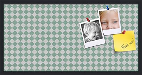 PinPix 36x18 inch Cork Bulletin Board. This Decorative Framed Pin Board Comes with Diamond Pattern in Green and White Design and Satin Black. Ideal for Home, Office Decor or School (PinPix-330) by PinPixBulletinBoards