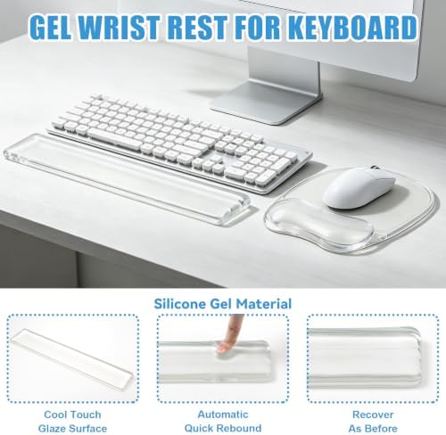 Gel Wrist Rest for Keyboard,Clear Keyboard Wrist Rest and Gel Mouse Pad Set - Image 5