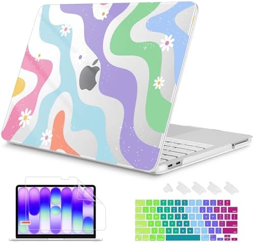 Mektron Case for 2026 MacBook Neo 13-inch A18 Pro chip A3404 Laptop Cover with 13-inch (Diagonal) Liquid Retina Display+ Keyboard Cover+ Screen Protector, Colorful Wave by Mektron
