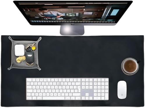Leather Desk Mat Set (32x16) - Full Grain Large Computer Gaming Mouse Pad by RusticTown