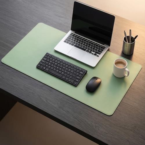 Single-Sided PU Leather Desk Pad (20"x40", Green) - Non-Slip Large Mouse Pad & Desk Mat for Office, Home - Waterproof, Easy to Clean, Durable Surface by ZGLCQSGY