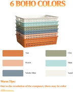 6 Pack Plastic Turn in Paper Trays for Classroom, Storage Bin Baskets, Boho - Image 3
