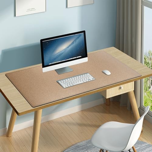 Mydours 40" x 20" Extra Large Desk Mat, PU Leather & Cork Desk Pad, (Brown) - Image 5