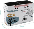 PU Leather Multi-Compartment Pen Holder Desktop Organizer Pencil Cup Storage Caddy for Office Home Supplies Woodland Cute Bear Hedgehog Owl Fox And Hand Drawn - Image 2