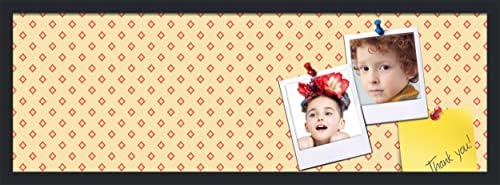 PinPix 36x12 inch Cork Bulletin Board. This Decorative Framed Pin Board Comes with Diamonds in Red and Yellow Design and Satin Black. Ideal for Home, Office Decor or School (PinPix-333) by PinPixBulletinBoards
