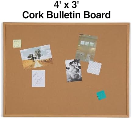 Staples Standard Cork Bulletin Board, Oak Finish Frame, 4x3 Ft - Image 2