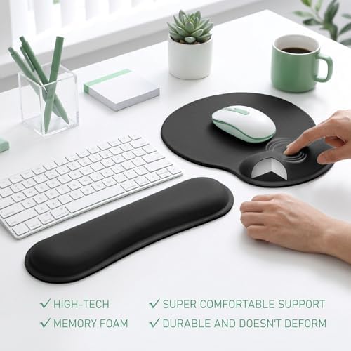10 Pcs Ergonomic Mouse Pad and Keyboard with Wrist Support Set - Soft Memory Foam & Rubber Base Comfort Rest for Typing, Gaming, Computer, Laptop, Office, Home Use - Image 6
