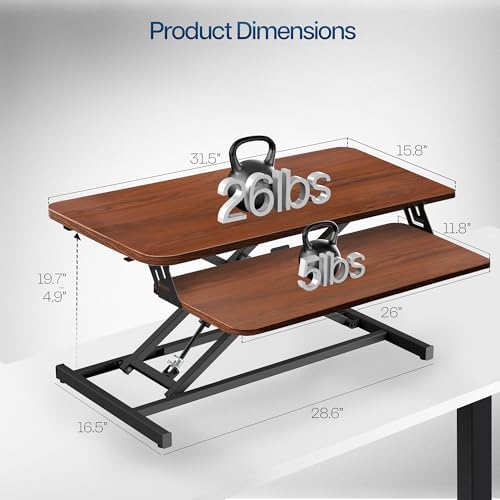 VIVO Dark Walnut 32 inch Standing Desk Riser, DESK-V000SD - Image 3