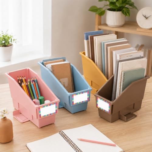 gisgfim 6 Pcs Non-Tip Book Bins with Stabilizer Wings (Boho) - Image 5