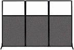 Versare Workstation Partition | Portable Wall Divider | Modern Office Cubicle | Free Standing Privacy Screen | Flexible Work Space | 99" x 70" W/Window, Charcoal Gray Fabric Panels by VERSARE