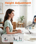PHIXERO Height Adjustable Laptop Stand, Aluminum Laptop Riser Silver WS1 - Image 2