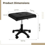 Footrest Under Desk, Adjustable Height 15.7-19.7 in Leg Rest Ottoman with Wheels, 17.7 x 14.6 in Ergonomic Saddle Foot Stool, Leather Rolling Stool for Office Home Gaming Salon Makeup Vanity - Image 2
