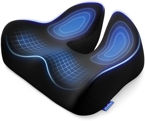 ZIKEE 6" Thickened Donut Pillow Seat Cushion, Ergonomic Hemorrhoid Pillow with Widened Cutout for Tailbone,Sciatica Pain Relief & Postpartum, Memory Foam Office Chair Cushion for Long Sitting at Home by ZIKEE