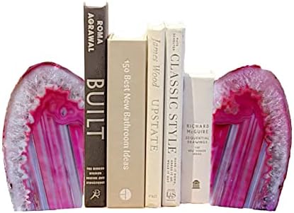 Agate Rock Bookend Heavy Duty Healing Crystal Stone Book Holders Decorative by AMOYSTONE%C2%AE
