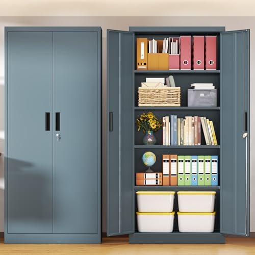 BESFUR Metal Storage Cabinet, 71" H Steel Locking Storage Cabinet with 2 Doors and 4 Shelves for Garage, Office, Classroom - Image 5