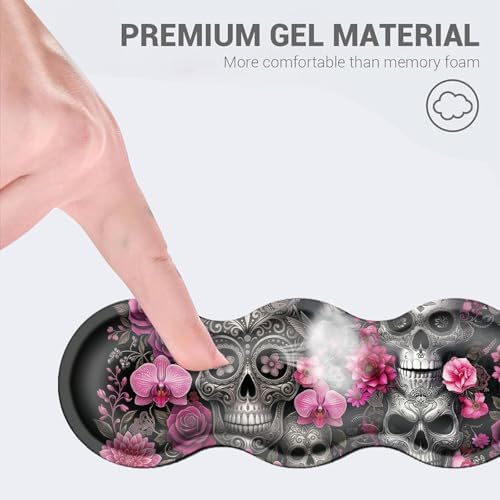 Desk Mat, Mouse Pad with Wrist Rest, 4-in-1 Large Mouse Pads for Desk, Ergonomic Mouse Pad and Keyboard Wrist Rest Gaming Keyboard Mat for Office,Sugar Skulls with Flowers - Image 2