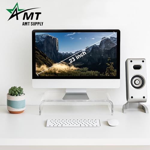 AMT Premium Acrylic Clear Monitor Stand Laptop/PC/Multimedia Monitor Riser for Home Office - Image 3