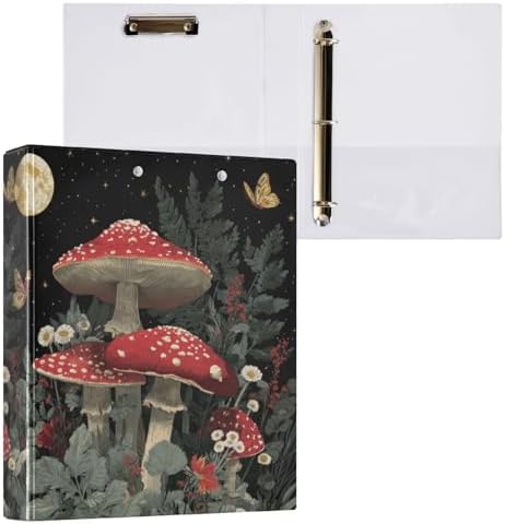 Red Mushrooms Vintage 3 Ring Binders 1.5 Inch Clear View Three Ring Binders Versatile Binder for Work School Office Supply 1 Pack by Unknown