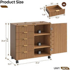 Bestier Office Storage Cabinet with 5 Drawer Adjustable Shelf, Brown - Image 2