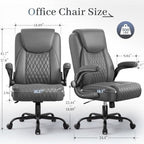 GTPOFFICE Executive Office Chair with Comfortable Lumbar Support, Ergonomic Gaming Chair with Flip-up Armrests & Zoned Pressure-Relief Cushion, Comfy PU Leather Desk Chair, Grey - Image 3