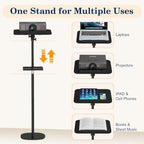 Snughome Floor Book Stand with Tray, Height Adjustment 21"-51", Black - Image 6