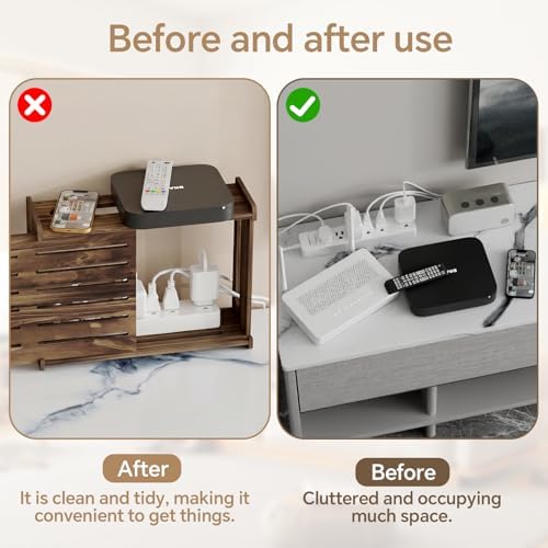 Wooden WiFi Router Storage Box Hider Shelf, Decorative Projector Box Hider Rack Countertop, for Cable, Modem, Internet, Router Power Cover Storage Organizer Cabinet Wall Mounted, Brown - Image 7