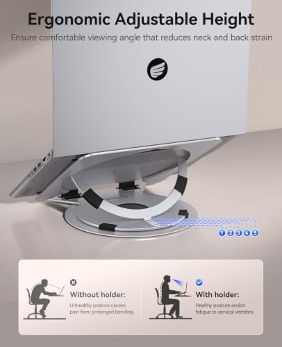 ORICO Aluminum Laptop Stand for Desk, 360° Rotating Laptop Riser - Image 2