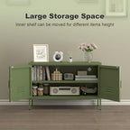 IRONFFICE Metal Storage Cabinet,Metal Cabinet with Doors and Adjustable Shelf,TV Stand with Storage,Morden TV Cabinet for Bedroom,Living Room,Avocado Green - Image 4