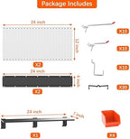 TORACK Metal Pegboard with Accessoreis for Garage Wall, Tool Organizer Pegboard with Hooks, Wall Mounted Bins/Shelf, Tool Storage Peg Board for Wall(Grey) - Image 5