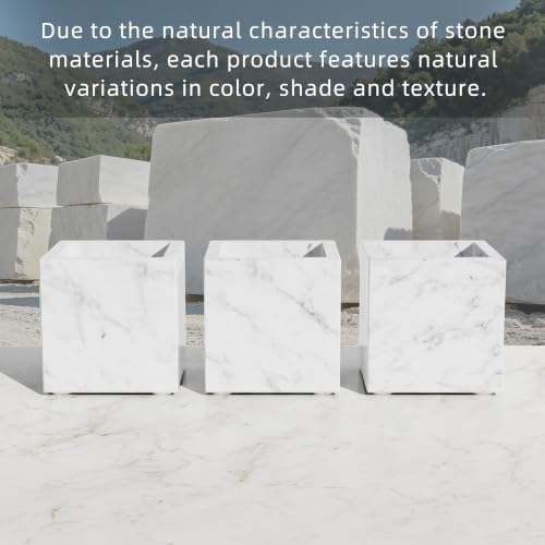 Marble Toothbrush Holder,Pencil Cup,3.9x3.9x3.9in,Carrara White - Image 4