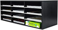 PAG-Mass Mail Sorter Organizer, Wood Countertop Literature Organizer, Student Mailbox for Classroom, Desktop Bill Paper Organizer for Office Home School, 12 Compartments, Black&White by PAG
