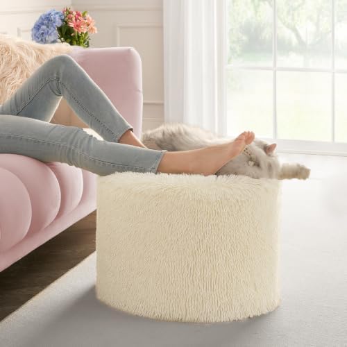 Hansleep Round Pouf Ottoman Foot Rest, Footstool, 20 x 15 Inch, Beige by Hansleep