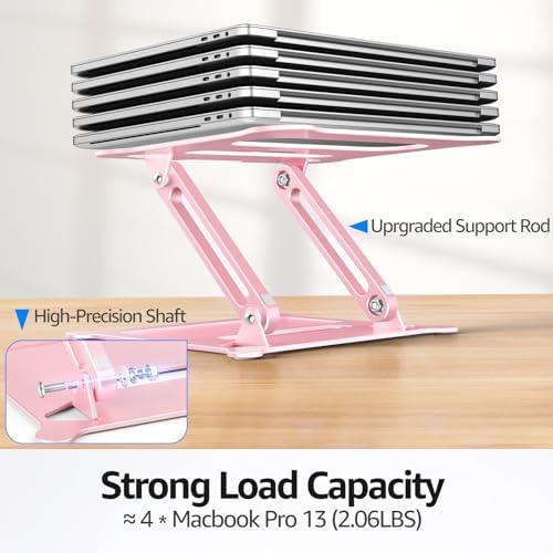 Urmust Adjustable Laptop Stand for Desk, 10-15.6“ Laptop Riser, Pink - Image 5